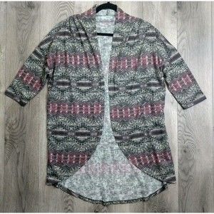 Maurices Cardigan Sweater Womens Medium Short Sleeve Open Front Grey & Pink